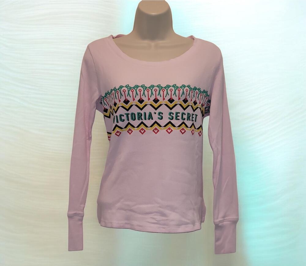 Victoria Secret Fireside Thermal Top S Fair Isle Pajama Cozy Loungewear Winter